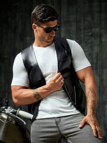 Verdusa Men's PU Leather Sleeveless Motorcycle Biker Vest Jacket4