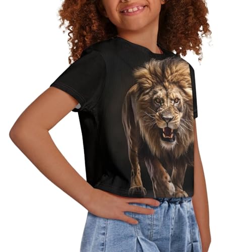 WELLFLYHOM Crop T Shirt for Girls Short Sleeve Tops Workout Summer Crop Top Pullover Tee Shirts 5-14T4