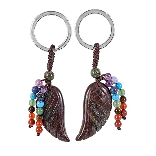 Porte-clés 7 chakras en cristal avec aile SUNYIK pour sac et clé de voiture
