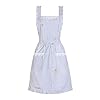 Funny Aprons for Women with Pockets, Kitchen Cooking Grilling Bbq Cute Chef Apron, Mothers Day Birthday Gifts for Women (Blue/Stripe)