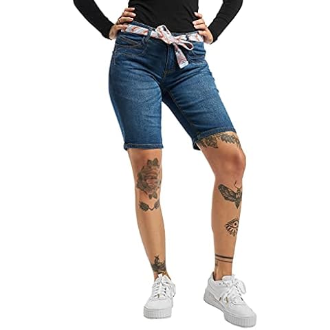 Sublevel Damen Jeans Bermuda-Shorts mit Gürtel Ring Denim Dark-Blue L Cover