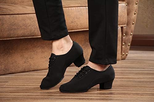 TINRYMX Women Latin Dance Practice Shoes Lace up with Low Heel Modern Jazz Dance Shoes Split Sole Performence Shoes Black,US 8 | Image 4