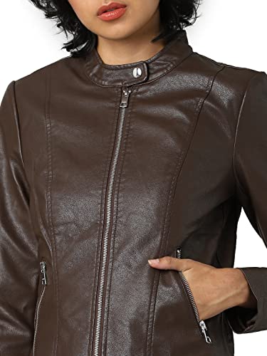 Image of ONLY Women Brown Leather Jacket