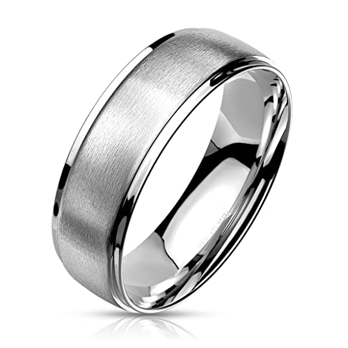 Marimor Jewelry Brushed Metal Center Stainless Steel 316 Wedding Band Ring Size 5-14