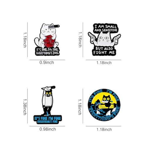 Image of 4 Pcs Knife Cat Enamel Pins Set,Fashion Animal Lapel Pins for Women Men Girls,Funny Cartoon Jewelry Gift Alloy Badge Brooches for Backpack Clothes Hat