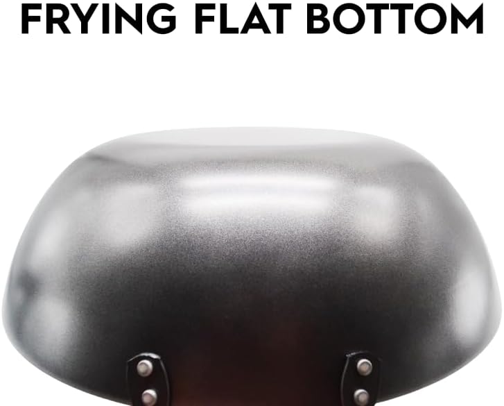 14" Heavy Duty Carbon Steel Wok Pan with Flat Bottom (Dual Handle Steel Rod), Hard Anodized Titanium Non Stick Coating for Commercial Stovetop Gas Electric Ceramic & Induction