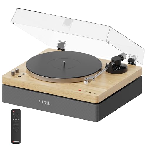 AudioSource Vinyl Record Player, All-in-one Turntable with 2.1 Channel Built-in Speaker, Bluetooth...