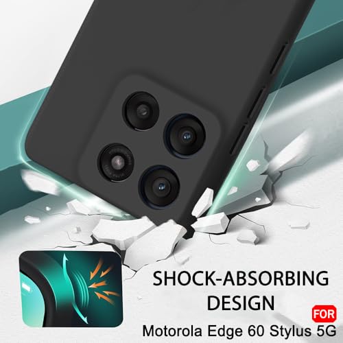 Image of TheGiftKart Liquid Silicone Back Cover Case for Motorola Moto Edge 60 Stylus 5G | Soft Micro-Fibre Lining Inside | Camera & Screen Protection | Shockproof Back Cover Case (Silicone, Black)