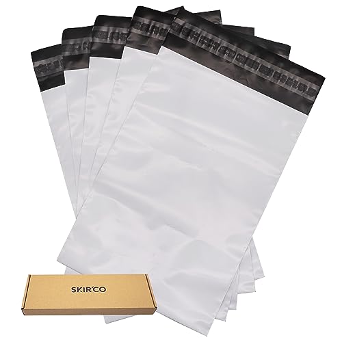 SKIR’CO (10 Stück) Weiße 240 x 350 mm Versandtaschen, selbstklebende Kunststoffumschläge, Poly-Versandtaschen, Verpackungspostsäcke
