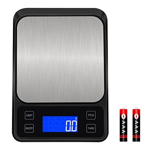 Food Gram Scale, Kitchen Scale, Digital Gram Scale, Ounce Scale, 3000G X 0.1G Accuracy For Home Kitchen, Coffee, Herbs, Jewelry, Seven Units Of Measurement, Tare Function (Built-In Battery). (Black) #TOP7