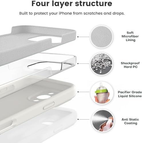Image of DIZORO Compatible For iPhone 16 Pro Camera Protection Case 6.3, Slim Liquid Silicone Case 3 Layers Full Covered Soft Gel Rubber Phone Case Protective Cover 6.3 Inch - (Natural Titanium)