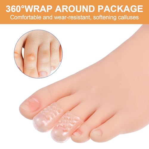 Image of Qianyu 56 Pcs Silicone Toe Protectors Gel Breathable Toe Caps Anti-Friction Pinky Toe Rubbing Sleeves Soft Little Toe Covers for Men Women Blisters Hammer Toes Corns Calluses Ingrown Toenails