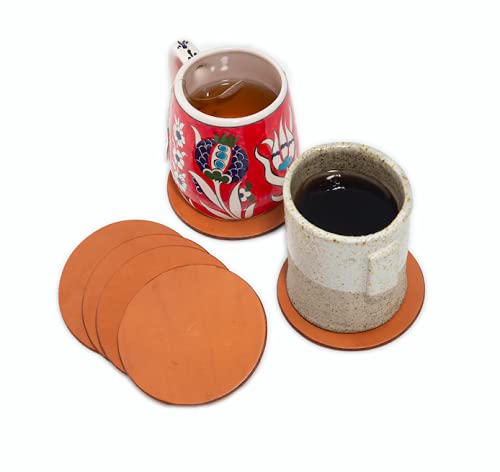 Alta Andina Magnetic Leather Coasters | Set of 6 Round Drink Coasters | Magnet in Each Coaster, Stac