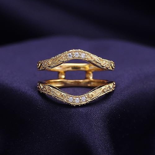 AFFY Jewelry Gifts Filigree Vintage Wedding Ring Guard Enhancer with Sparkling Cubic Zirconia in 14k Gold Over Sterling Silver Gifts for Women's2