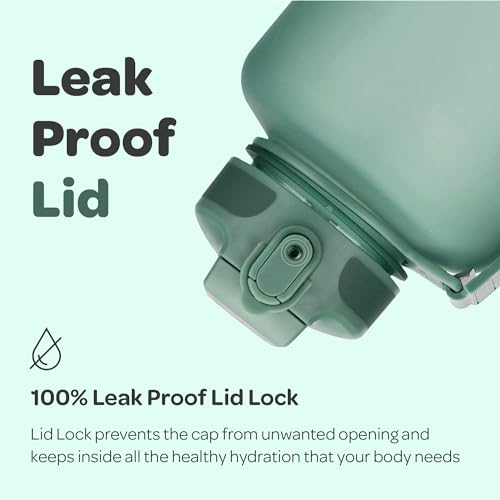 Image of Hydracy Water Bottle with Times to Drink & Straw -Large Half Gallon 64oz BPA Free Motivational Water Bottle & No Sweat Sleeve -Leak Proof Gym Bottle with Time Marker -Ideal Gift for Sports & Outdoors
