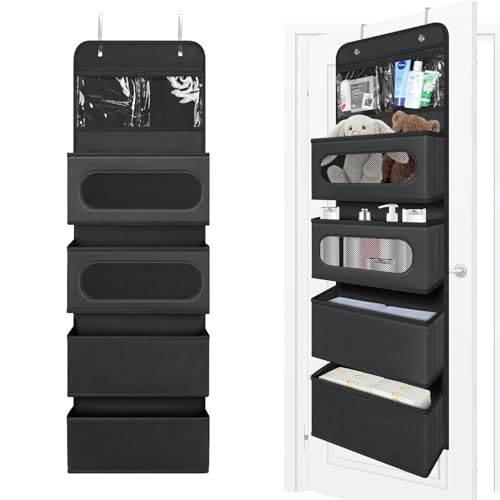 Image of NEWFOM Over The Door Organizer, Door Hanging Organizer with 2 Small PVC and 4 Large Pockets Behind The Door Storage Organizer for Nursery Closet Cabinet Baby Storage Diapers Cosmetics, Toys