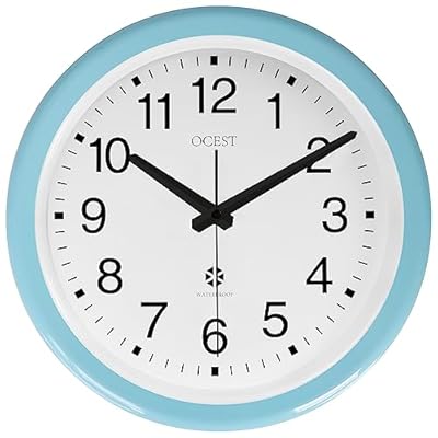 OCEST 12 Inch Large Sealed Outdoor Clock Waterproof, Waterproof Outdoor Wall Clock, Silent Non-Ticking Battery Operated Quartz Round Clock for Patio, Pool, Lanai, Fence, Porch, Garden?Blue?