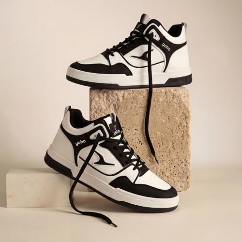 Image of YOHO Men's Sneakers Flo Mid Top | Stylish & Comfortable | Lace Up Casual Shoes for Man /Gents