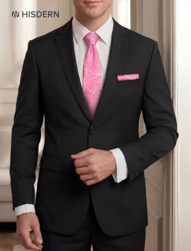 Image of HISDERN Extra Long Ties for Men Classic Floral Tie and Pocket Square Elegant Silk Necktie Handkerchief Set Wedding Party