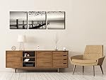 Pyradecor Peace 3 Panneaux Paysage noir et blanc Giclee Canvas Imprimes sur toile Mur Art moderne Stretched et encadré Photos Peintures Oeuvres pour le salon Chambre à coucher Accueil Décor AH3018