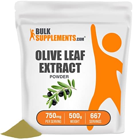 BULKSUPPLEMENTS.COM Olive Leaf Extract Powder - Herbal Supplement Powder, Antioxidants Source - Gluten Free - 750mg per Serving, 667 Servings (500 Grams - 1.1 lbs)