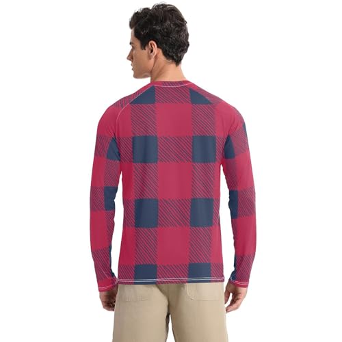 Blue Red Buffalo Plaid Sun Protection SPF Rash Guard Shirt Lightweight Elasticity UV Protection Long Sleeve Outdoors2