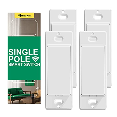 Smart Switch by Martin Jerry | 4 Pack Smart Light Switch Compatible with Alexa and Work with Google Home, 2.4G WiFi Smart Home Devices and Needs Neutral Wires