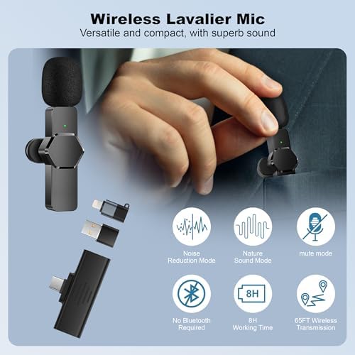 Wireless Lavalier Microphone for iPhone, Android Camera, Mini Microphone for Live Streaming, Video Recording, Outdoor or Indoor Interviews, YouTube, TikTok, Vlog - View 5