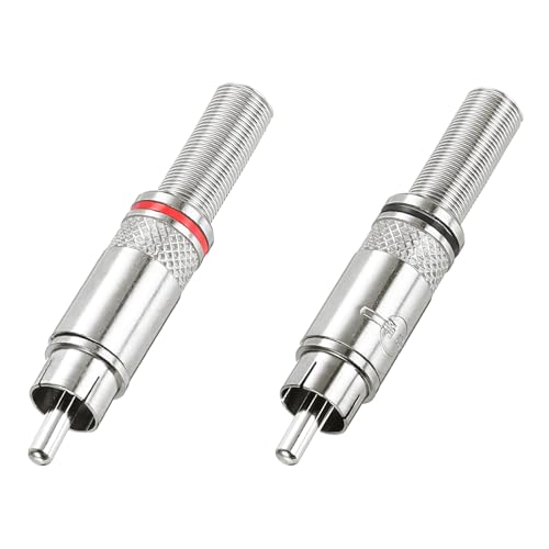 QUARKZMAN 2 Piezas Conector RCA A Cable De Altavoz, Conector RCA Macho Plateado En Plata Adaptador De Audio Estéreo Con Jack De 6.6 MM