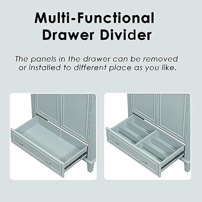 30 Green Bathroom Vanity with Sink Combo - Multi-Functional Cabinet with Doors & Drawer, Solid Frame & MDF Board for Compact Spaces