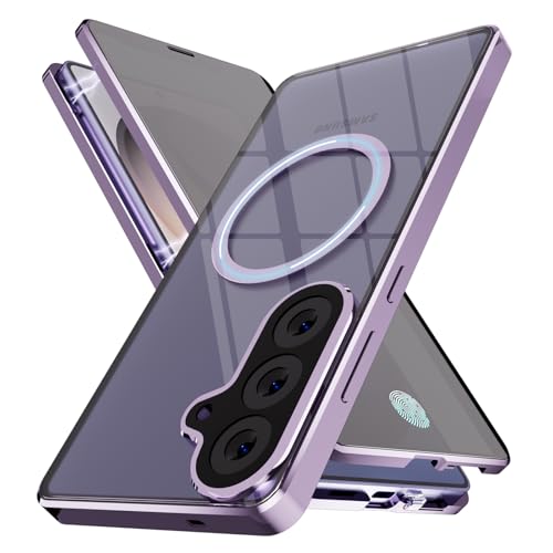 Étui magnétique Samsung S26 Plus en métal violet et verre intégral anti espion