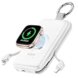 RORRY Portable Charger, 10000mAh PD 20W Fast Charging Portable Charger Power Bank with Built in Cables, Travel Battery Pack for iPhone 16/15/14/13/12 and Apple Watch Ultra/9/8/7/6/5/4/3/2, White