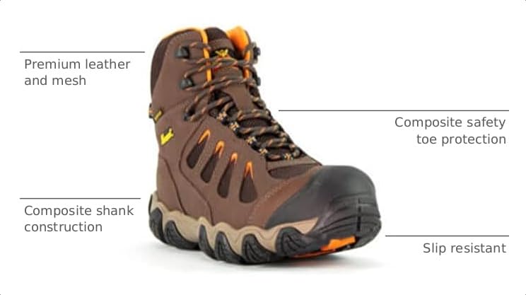 Image of Thorogood Crosstrex 6 inch Waterproof Safety Toe Hiking Boots for Men - Breathable Premium Leather and Mesh with Comfort Insole and Athletic Traction Outsole; ASTM Rated