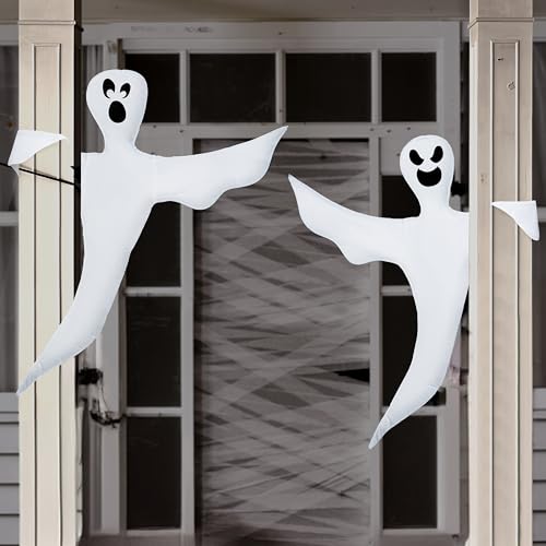 Image of JOYIN Halloween 2 Pcs Tree Wrap Ghost Decoration Outdoor, 53 inch Bendable Flying Ghost for Trees Yard Lawn Garden Prop, Party Supplies, Haunted House Indoor Decor