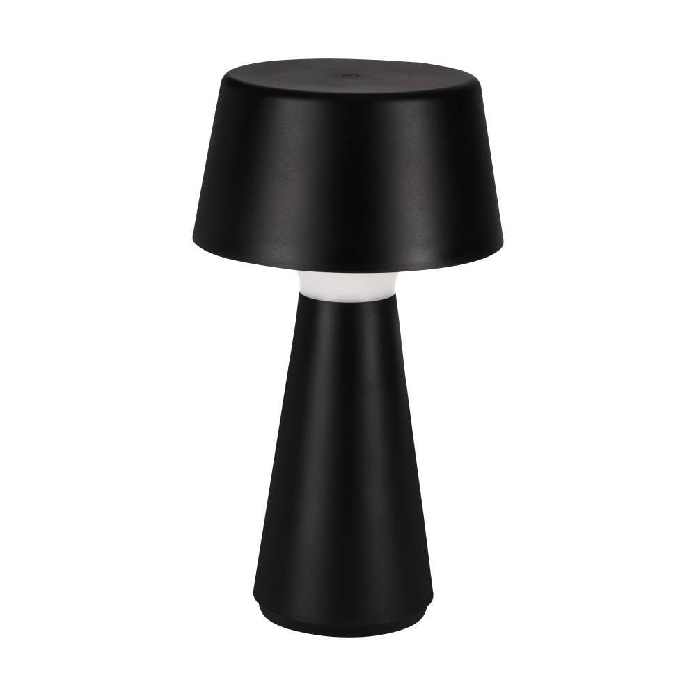 Eglo Huesa Lámpara de mesita de noche LED para exteriores, con batería, atenuable, para exteriores, inalámbrica, recargable mediante USB, plástico en negro, blanco cálido y frío, IP44