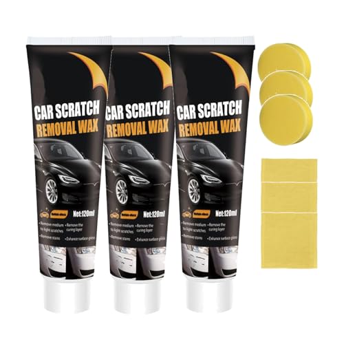 車のスクラッチ修復および更新液、車用スクラッチ修復ワックス - 2024 NEW 車のペイントスクラッチ修復ブラック、プロ仕様の車のペイントスクラッチ修復剤、車のスクラッチリムーバー 4.2オンス (3個)
