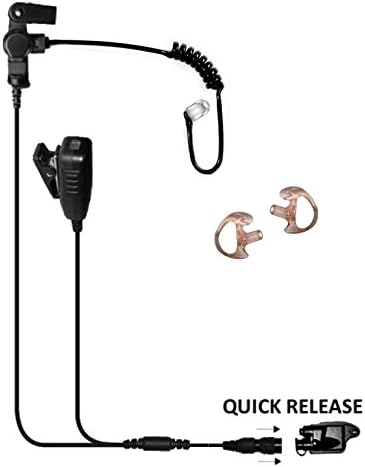Tactical Ear Gadgets Cougar 2-Wire Surveillance Earpiece EP4027QR with Quick Release for Harris Jaguar 700P, P5100, P5130, P7100, P7130, P7150, P7170, P7200 (Black Tube)