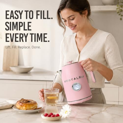 Nostalgia Retro Electric Kettle,1.7L Enamel-Coated Stainless Steel - Pink by Nostalgia - Used condition - Image 4