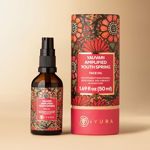 iYURA Yauvari Amplified Youth SpringFace & Neck Moisturizer for Dry to Very Dry/Mature Skin | Firms the Look of Cheeks Jowls & Neck | Pro-Aging Natural Face Oil with Black Gram | 1.69 fl oz (50 ml)