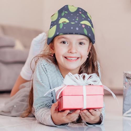 Cute Avocado Pattern Kids Beanie Hat for for Girls Boys Children Cap Winter Knitted Chemo Cancer Headwear Accessories Gifts Decoration Black 7