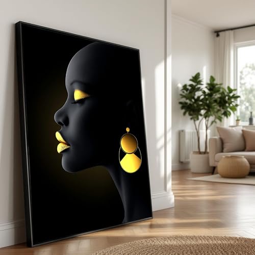 Art africain moderne peinture sur toile femme noire 80x120cm