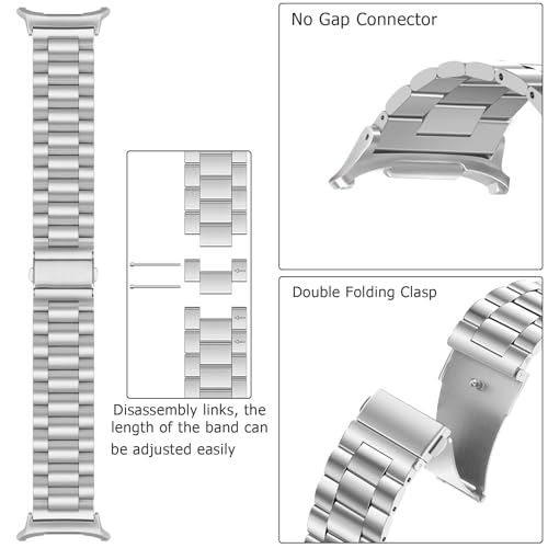 Image of Anlinser No Gap Bands Compatible with Samsung Galaxy Watch Ultra 7 /6 /5 /4 /FE Band 44mm 40mm /Watch 6 Classic Band 47mm 43mm /Watch 5 Pro 45mm /Watch 4 Classic, 20mm 22mm Metal Strap for Women Men
