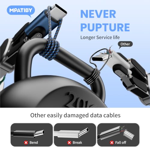 5' 4-in-2 Mpatiby Multi Charging Cable w/ Dual USB-C, Lightning & Micro USB (Navy) - image 2