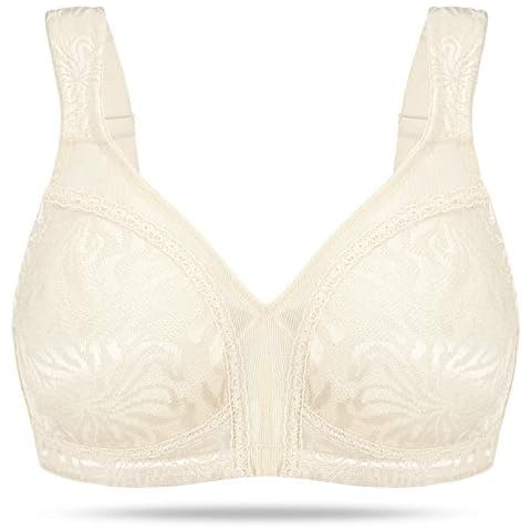 HANSCA Full Coverage Minimizer Wirefree Unlined Support Cotton Comfort Bra for Large Busted Women (Vanilla, 44G) Cover