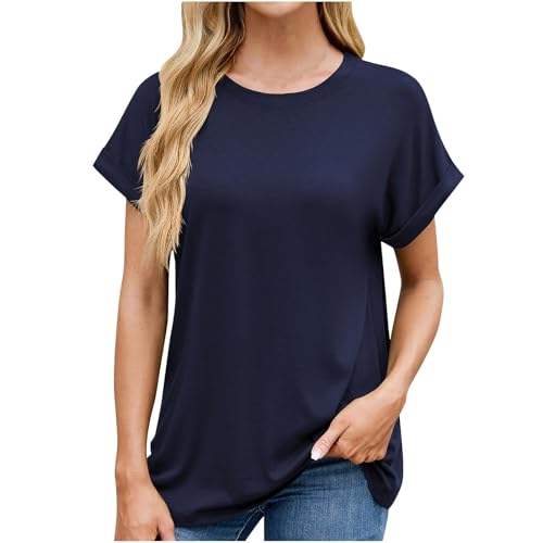 Womens Summer Tops 2025 Shirts Trendy Loose Fit Dressy Short Sleeve Casual Basic Tees Teen Girls Cute Clothes Blouse