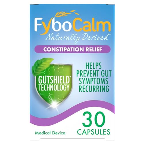 Fybocalm Constipation relief 30 capsules Naturally derived Constipation relief for adults long-lasting relief for IBS-related constipation Clinically proven Gluten free Lactose free