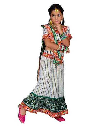Image of AHHAAAA Kids Ethnic Ghoomar Lehenga Choli-Chania Choli with Dupatta Set for Baby Girls Y0033