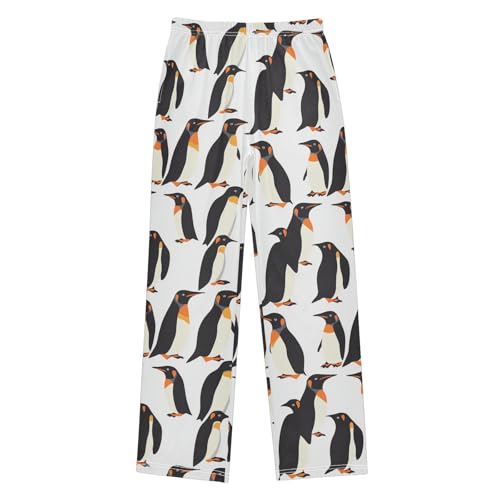 Boys' Pants Cartoon Black Penguin White Long Bottoms Jogger Pants Elastic Waist Trousers with Pockets S-XL