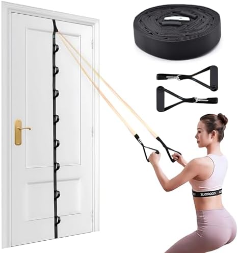 Brebebe Door Anchor Strap for Resistance Bands Exercises, Multi Point Anchor Gym Attachment for Home Fitness, Portable Door Band Resistance Workout Equipment, Easy to Install, Punch-Free, Nail-Free