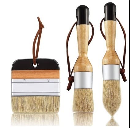 Pincel for Pintar, Pinceles de Tiza y Cera, Pinceles de cerdas for Plantillas for Muebles de Madera, decoración de Paredes del hogar (Paquete de 3)